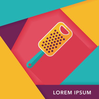 Uzun Gölge, eps10 ile mutfak eşyaları rende düz simgesi