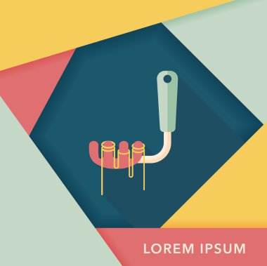 Uzun Gölge, eps10 ile mutfak eşyaları spagetti kaşığı düz simgesi