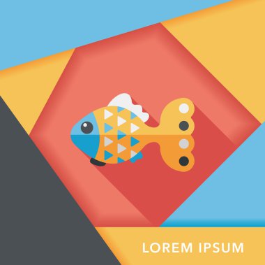 Uzun Gölge, eps10 ile evde beslenen hayvan balık düz simgesi