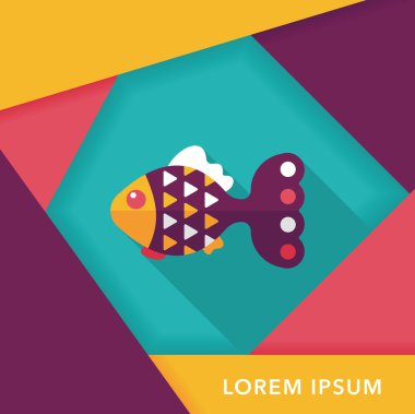 Uzun Gölge, eps10 ile evde beslenen hayvan balık düz simgesi