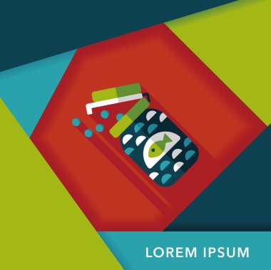 Uzun Gölge, eps10 düz simgesiyle beslemek evde beslenen hayvan balık