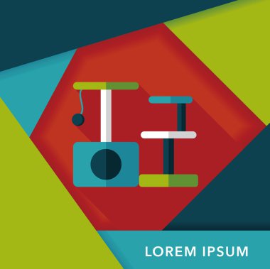 Evde beslenen hayvan kedi ağaç uzun gölge, eps10 düz simgesiyle