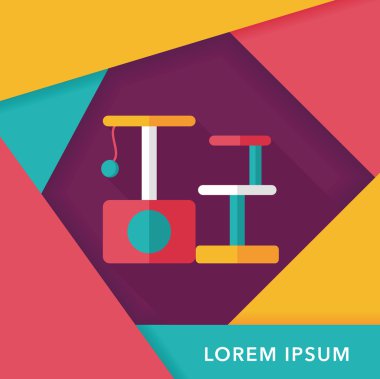 Evde beslenen hayvan kedi ağaç uzun gölge, eps10 düz simgesiyle