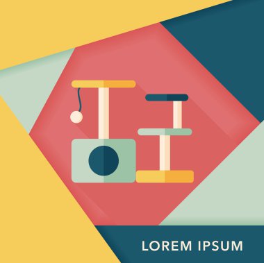 Evde beslenen hayvan kedi ağaç uzun gölge, eps10 düz simgesiyle