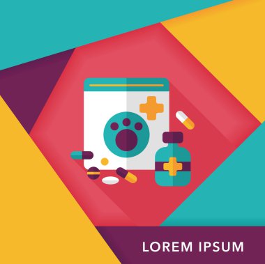 Uzun Gölge, eps10 ile evde beslenen hayvan uyuşturucu düz simgesi