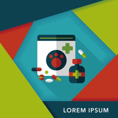 Uzun Gölge, eps10 ile evde beslenen hayvan uyuşturucu düz simgesi