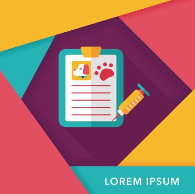 Evde beslenen hayvan tıbbi kayıtları uzun gölge, eps10 simgesiyle düz