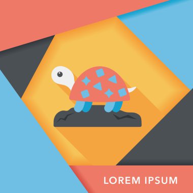 Evde beslenen hayvan kaplumbağa uzun gölge, eps10 düz simgesiyle