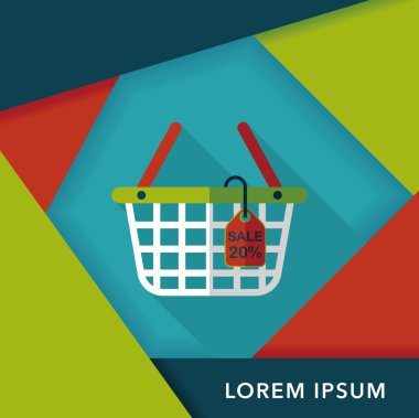 Uzun Gölge, eps10 ile alışveriş sepeti düz simgesi