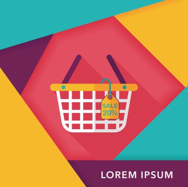 Uzun Gölge, eps10 ile alışveriş sepeti düz simgesi