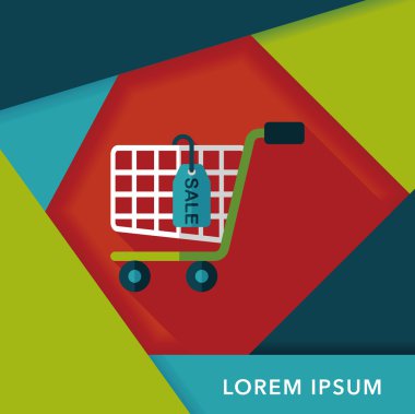 Uzun Gölge, eps10 ile alışveriş sepeti düz simgesi