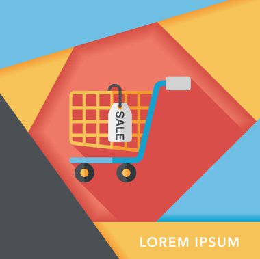 Uzun Gölge, eps10 ile alışveriş sepeti düz simgesi