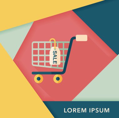Uzun Gölge, eps10 ile alışveriş sepeti düz simgesi