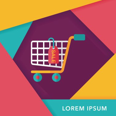 Uzun Gölge, eps10 ile alışveriş sepeti düz simgesi