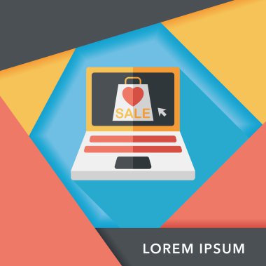 Uzun gölgeli online alışveriş simgesi, eps10