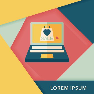 Uzun gölgeli online alışveriş simgesi, eps10