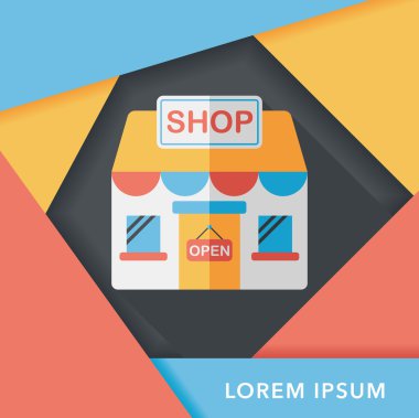 Uzun Gölge, eps10 ile alışveriş mağazası düz simgesi