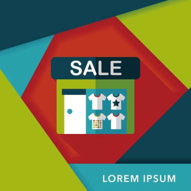 Satılık Mağaza uzun gölge, eps10 düz simgesiyle