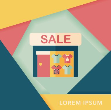 Satılık Mağaza uzun gölge, eps10 düz simgesiyle