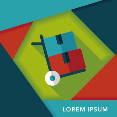 alışveriş arabası düz simgesi uzun gölge, eps10 ile işleme