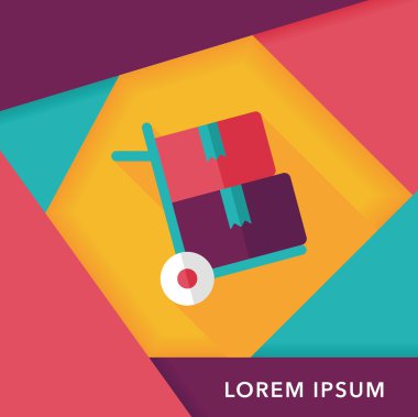 alışveriş arabası düz simgesi uzun gölge, eps10 ile işleme