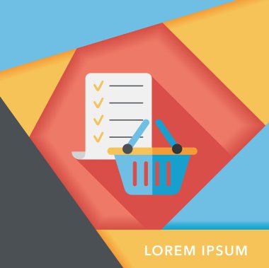 alışveriş listesi uzun gölge, eps10 düz simgesiyle