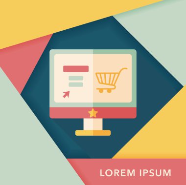 Uzun gölgeli online alışveriş simgesi, eps10