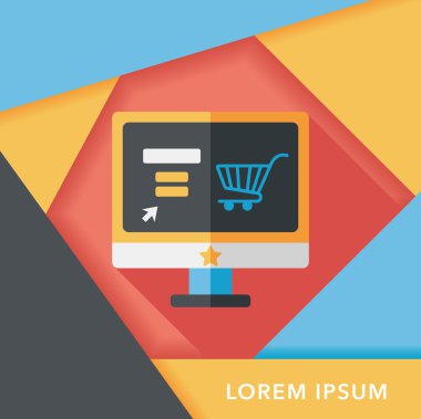 Uzun gölgeli online alışveriş simgesi, eps10