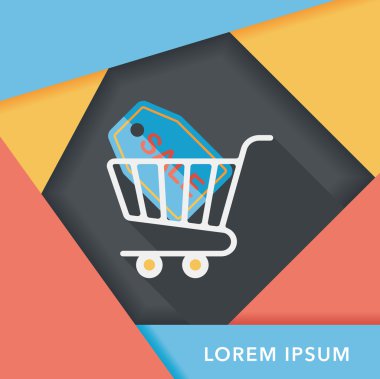 Uzun Gölge, eps10 ile alışveriş sepeti düz simgesi