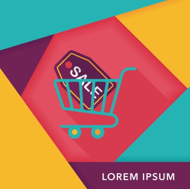 Uzun Gölge, eps10 ile alışveriş sepeti düz simgesi