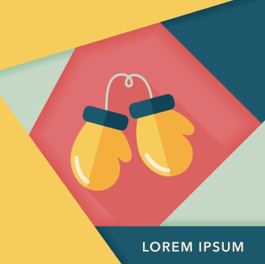 Boks eldivenleri düz simgesi ile uzun gölge, eps10