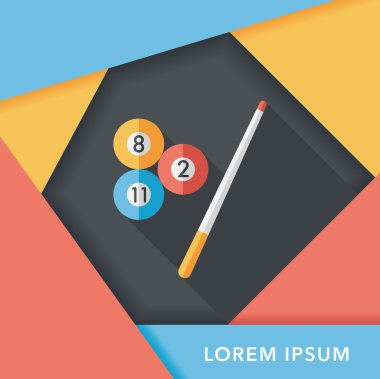 Bilardo düz simgesi ile uzun gölge, eps10