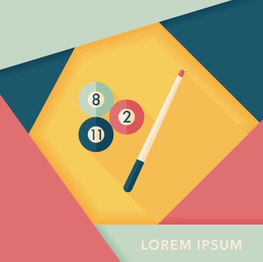 Bilardo düz simgesi ile uzun gölge, eps10