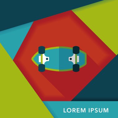 kaykay düz simgesi ile uzun gölge, eps10