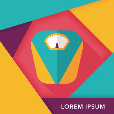 uzun gölge ile ağırlık ölçek düz simgesi