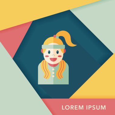 Sportif kız uzun gölge, eps10 düz simgesi