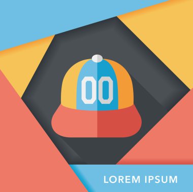 beyzbol kap düz simgesi ile uzun gölge, eps10
