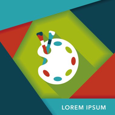 Resim paleti uzun gölge, eps 10 ile boya fırçası düz simgesi ile