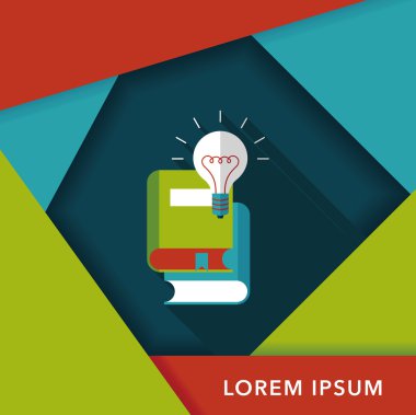 ampul uzun gölge, eps10 ile kitap düz simgesinin üzerine