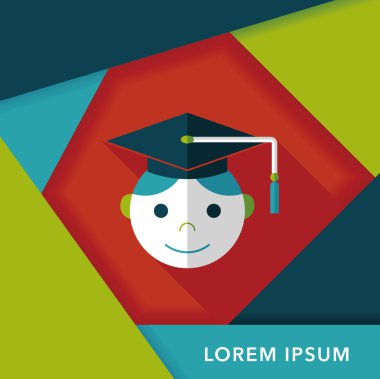 Graduation Man flat icon with long shadow,eps10 clipart