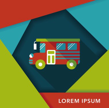 okul otobüsü düz simgesi ile uzun gölge, eps10