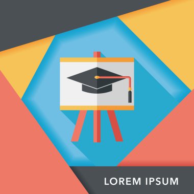 Mezuniyet şapka ile uzun gölge, eps1 tahta düz simgesini