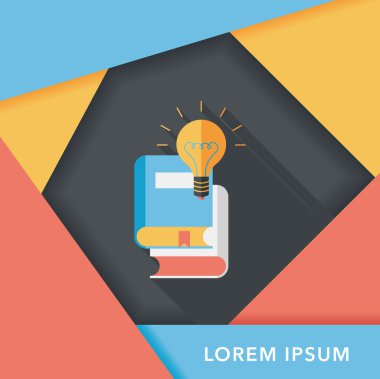 ampul uzun gölge, eps10 ile kitap düz simgesinin üzerine