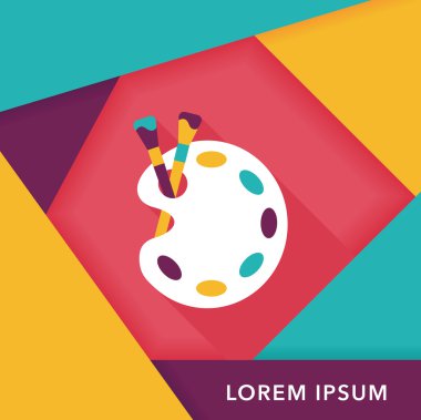 Resim paleti uzun gölge, eps 10 ile boya fırçası düz simgesi ile