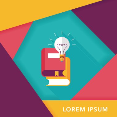 ampul uzun gölge, eps10 ile kitap düz simgesinin üzerine