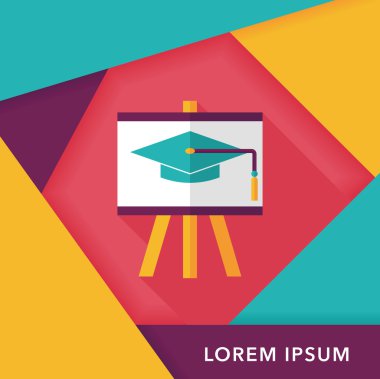 Mezuniyet şapka ile uzun gölge, eps1 tahta düz simgesini