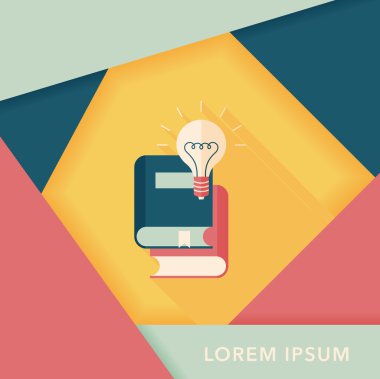 ampul uzun gölge, eps10 ile kitap düz simgesinin üzerine