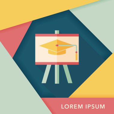 Mezuniyet şapka ile uzun gölge, eps1 tahta düz simgesini