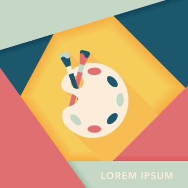 Resim paleti uzun gölge, eps 10 ile boya fırçası düz simgesi ile