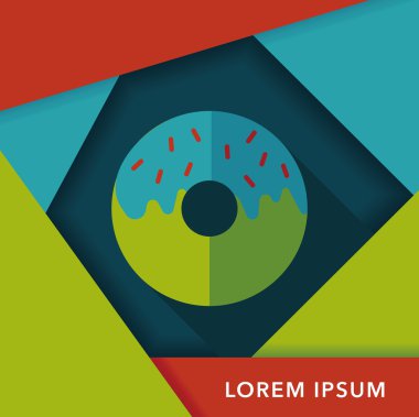 Donut düz simgesi ile uzun gölge, eps10